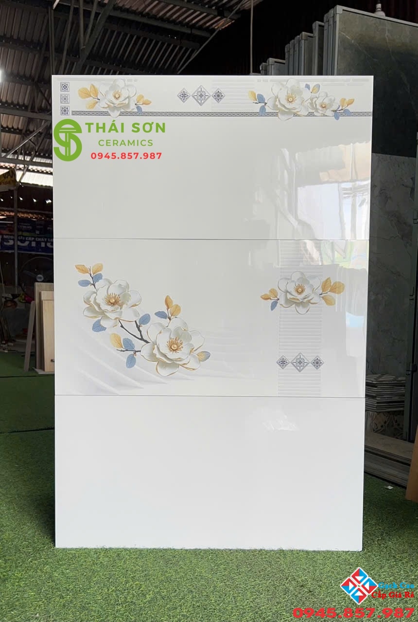 Gạch takao trắng tinh 40x80 ốp tường bóng kiếng