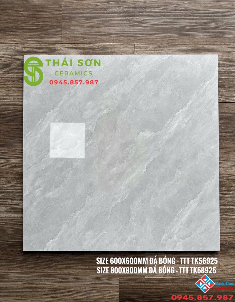 Gạch Takao bóng kiếng 60x60 xám vân lát nền phòng khách