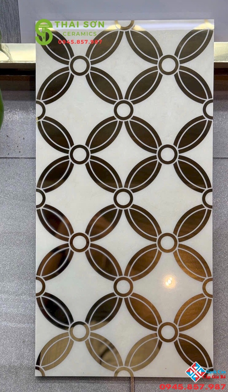 Gạch trung quốc 30x60 bông đồng tiền mạ vàng