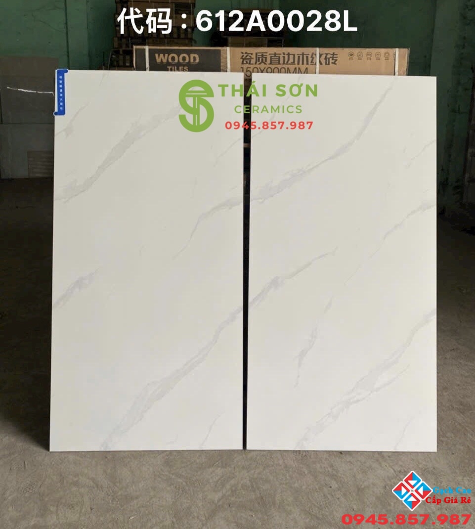 Gạch trung quốc 60x120 đá đồng chất trắng vân mây bóng kiếng