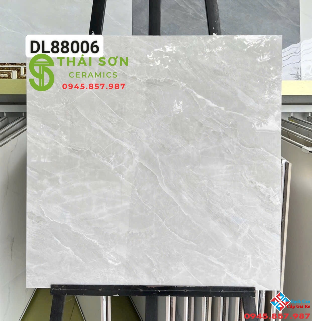 Gạch trung quốc 80x80 lát nền xám vân bóng kiếng