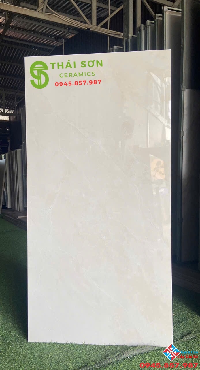 Gạch vito lát nền 60x120 màu vàng kem bóng kiếng