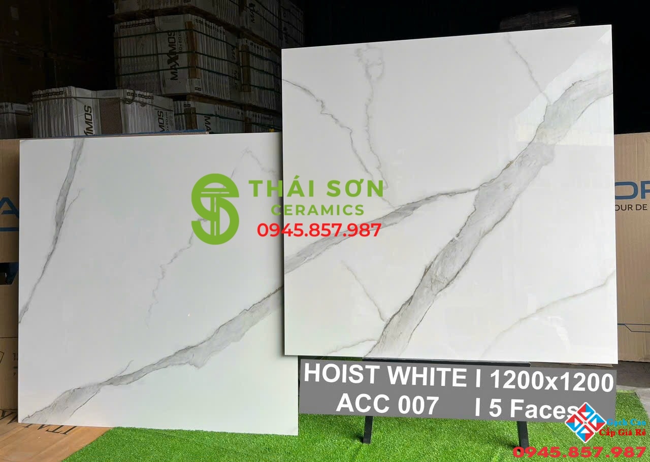Gạch 120x120 bóng kiếng ấn độ trắng vân