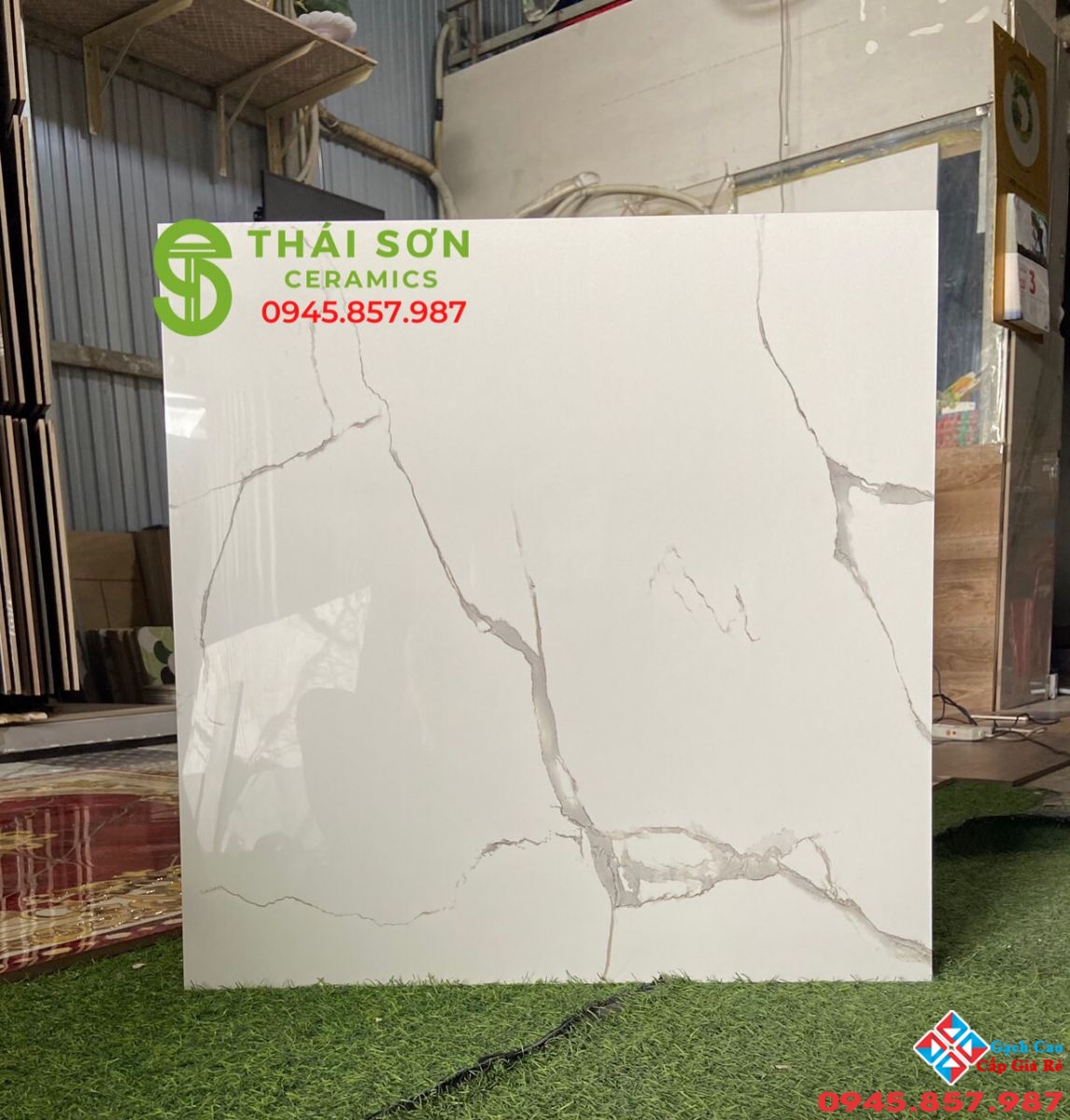 Gạch lát nền đá bóng kiếng 60x60 vân trắng mây