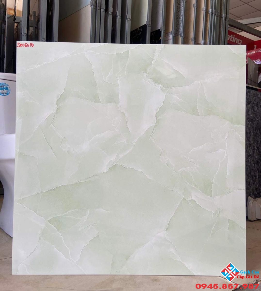 gạch 60x60 vân xanh bóng kiếng