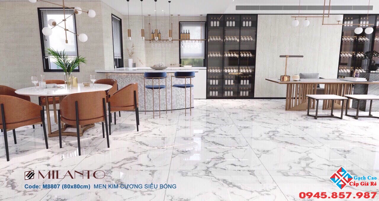 gạch 80x80 trắng mây kim cương