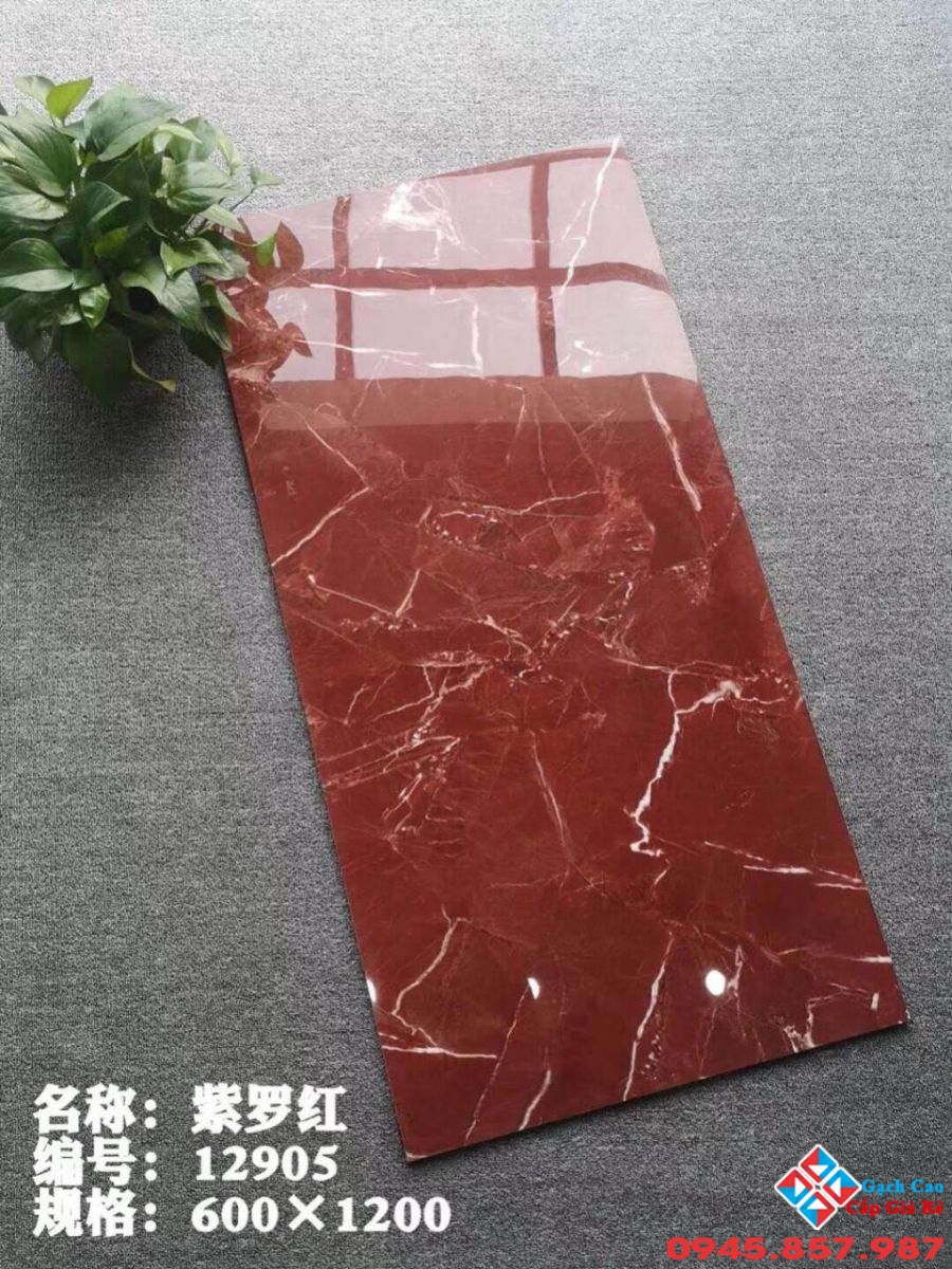 gạch bóng kiếng 60x120 đỏ vân trắng