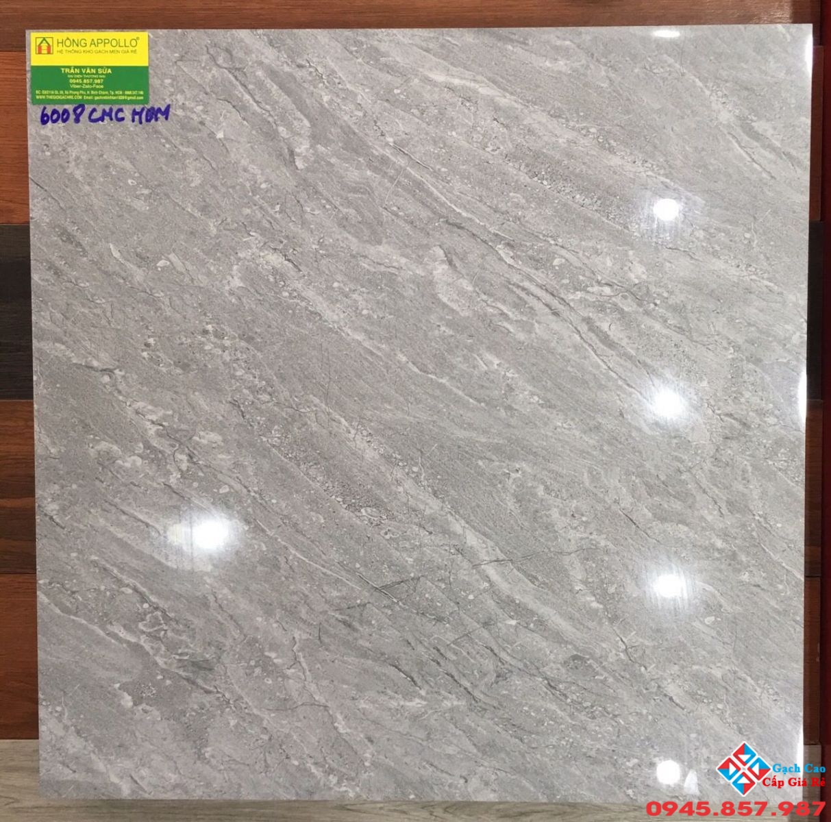 Gạch bóng kiếng 60x60 vân xám cmc