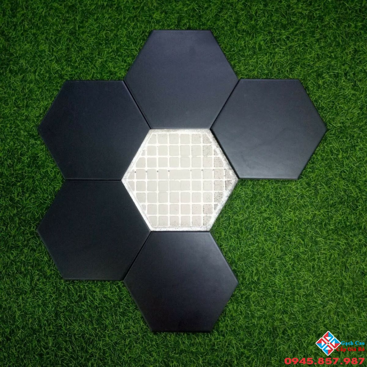 gạch lục giác 20x30 đen trơn