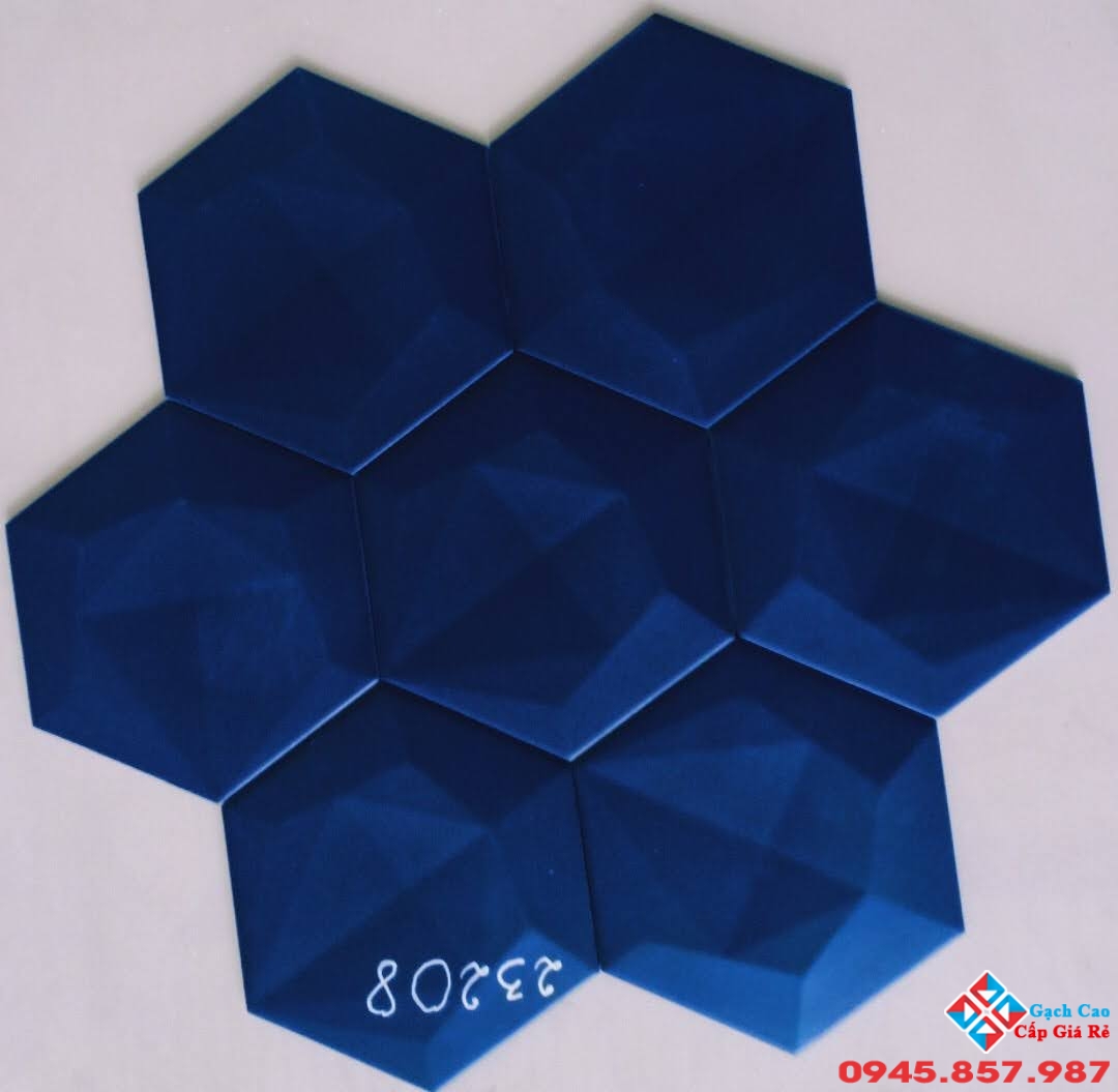 gạch lục giác 3D xanh biển
