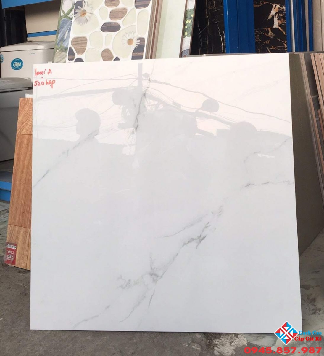 gạch siêu bóng kiếng 60x60 trắng mây