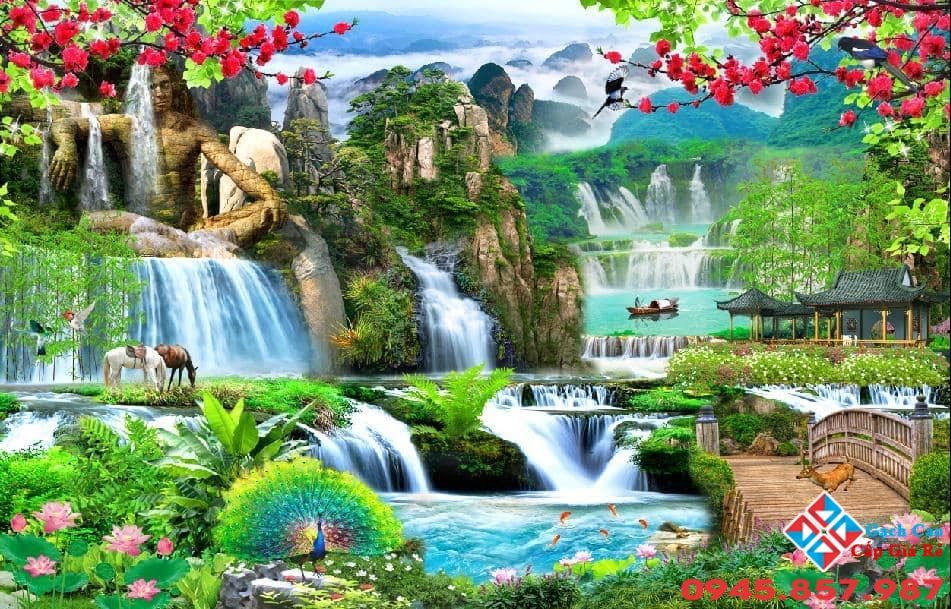 gạch tranh sơn thủy mới nhất