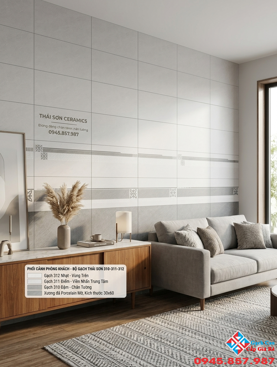 Phối cảnh phòng ngủ bộ màu xám 30x60 cmc matt mờ