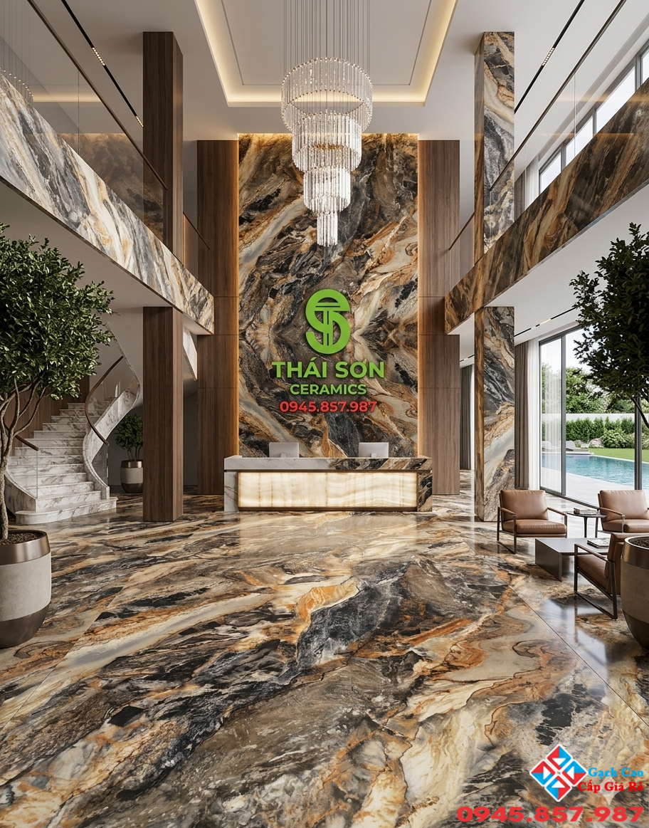 Phối cảnh gạch 80x80 vân đá cẩm thạch 