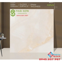 Gạch lát nền 100x100 bóng kiếng ấn độ vân đá kem vàng