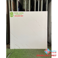 Gạch trắng mờ vân vàng 100x100 ấn độ