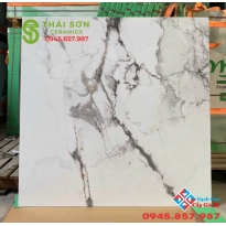 Gạch 100x100 trung quốc màu trắng vân đá xám bóng kiếng