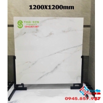 Gạch lát sảnh nhà phố cao cấp 120x120 trắng mây ấn độ