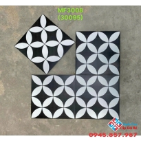 Gạch ốp lát trang trí 30x30 trung quốc bông đồng tiền đen trắng