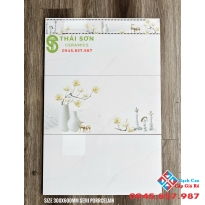Gạch ốp tường cmc 30x60 bóng kiếng màu trắng vân mây