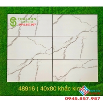 Gạch khắc kim nhũ bạc vân mây trắng 40x80 bóng kiếng trung quốc