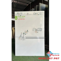 Gạch vitto hoàn mỹ 40x80 ốp tường bóng kiếng trắng xám