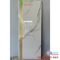Gạch cầu thang 47x120 trung quốc màu trắng vân nhũ vàng