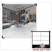Gạch lót nền 60x120 bóng kiếng ấn độ vân mây trắng