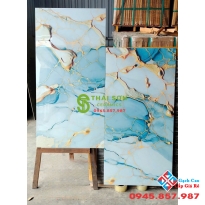Gạch ấn độ 60x120 bóng kiếng vân xanh nhũ vàng cao cấp