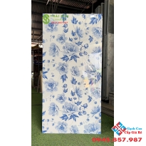 Gạch apodio siêu bóng 60x120 ốp trang trí họa tiết hoa xanh lam