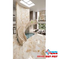 Gạch trung quốc 60x120 lát nền khắc kim màu vàng kem ngọc trai