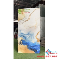 Gạch ấn độ siêu bóng 60x120 màu xanh ánh vàng