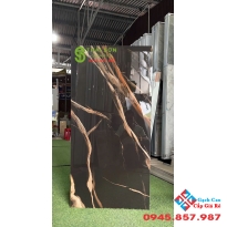 Gạch ấn độ 60x120 đen vân cam siêu bóng