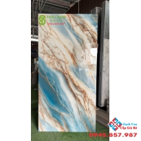 Gạch 80x160 ốp lát ấn độ bóng kiếng màu xanh vân đá
