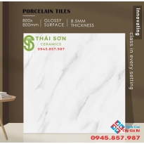 Gạch lát nền 80x80 ấn độ vân trắng mây bóng kiếng 