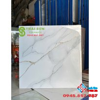 Gạch 80x80 trung quốc khắc kim lát nền trắng ánh khói nhẹ