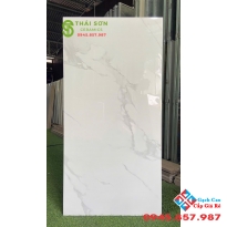 Gạch ấn độ 60x120 trắng vân đá ốp tường phòng khách