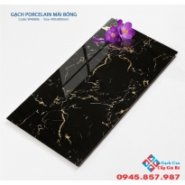Gạch ốp tường đá bóng kiếng 40x80 đen vân chớp