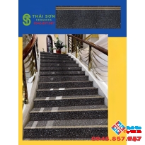 Gạch lát cầu thang 47x120 đen hoa cương khắc kim