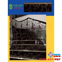 Gạch trung quốc lót cầu thang 47x120 khắc kim tông đen cam