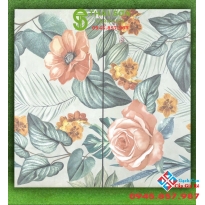 Gạch ốp tường 60x120 trang trí họa tiết bông hoa