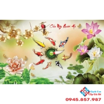 Gạch tranh 3D cửu ngư quần hội giá rẻ hcm