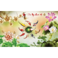 Gạch tranh 3D cửu ngư quần hội giá rẻ hcm