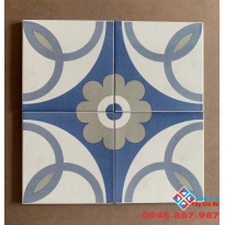 Gạch bông nhập khẩu 20x20 màu trắng xanh trang trí đẹp