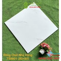 Gạch đá đồng chất khắc kim 80x80 trung quốc tông trắng