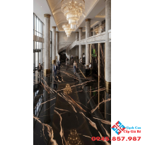 Gạch ấn độ 60x120 đen vân cam siêu bóng