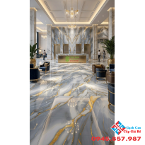 Gạch ấn độ lát nền 60x120 siêu bóng cao cấp xanh nhũ vàng