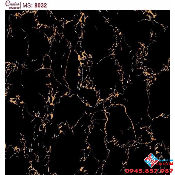 ĐÁ BÓNG KIẾNG 80X80 ĐEN VÂN CAM CATALAN 8032