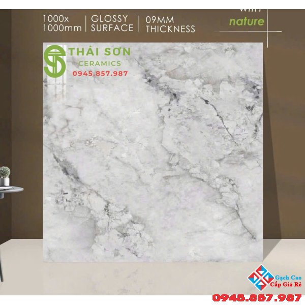 Gạch lát nền 100x100 ấn độ bóng kiếng vân xám đẹp