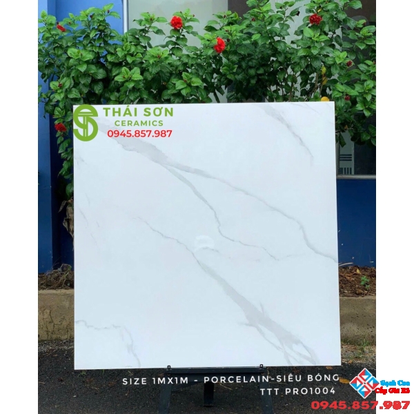 Gạch lát nền bóng kiếng takao 100x100 trắng mây